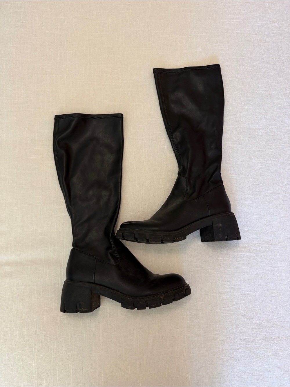 Steve Madden Black Knee-High Chunky Sole Women's Boots